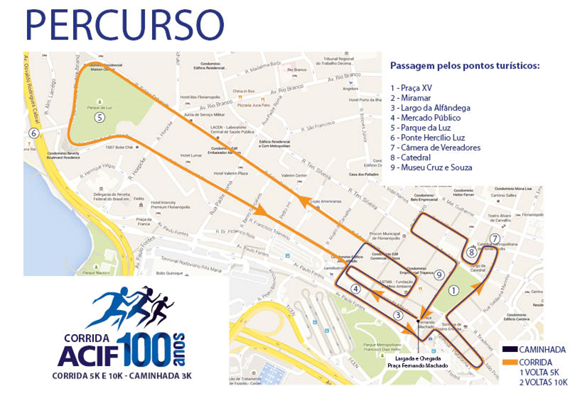 percurso corrida 100 anos