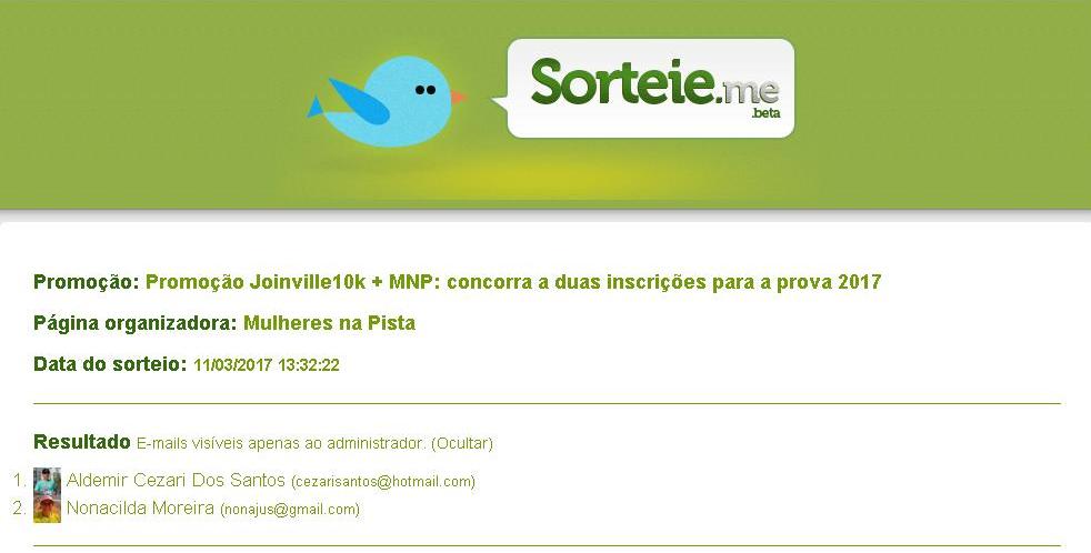 resultado do sorteio joinville10k