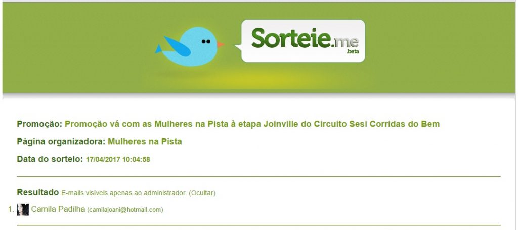 resultado da promoção Sesi Corridas do Bem