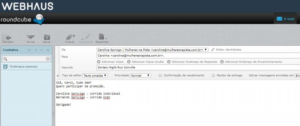 sorteio night run joinville