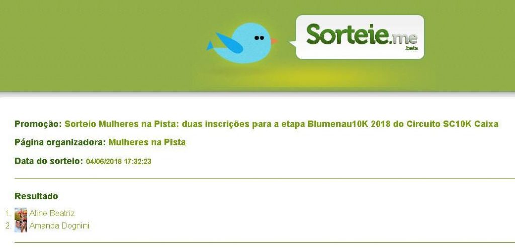 sorteio blumenau10k2018