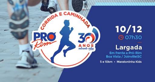 Corrida e Caminhada da Pró-Rim, em Joinville, está com inscrições abertas