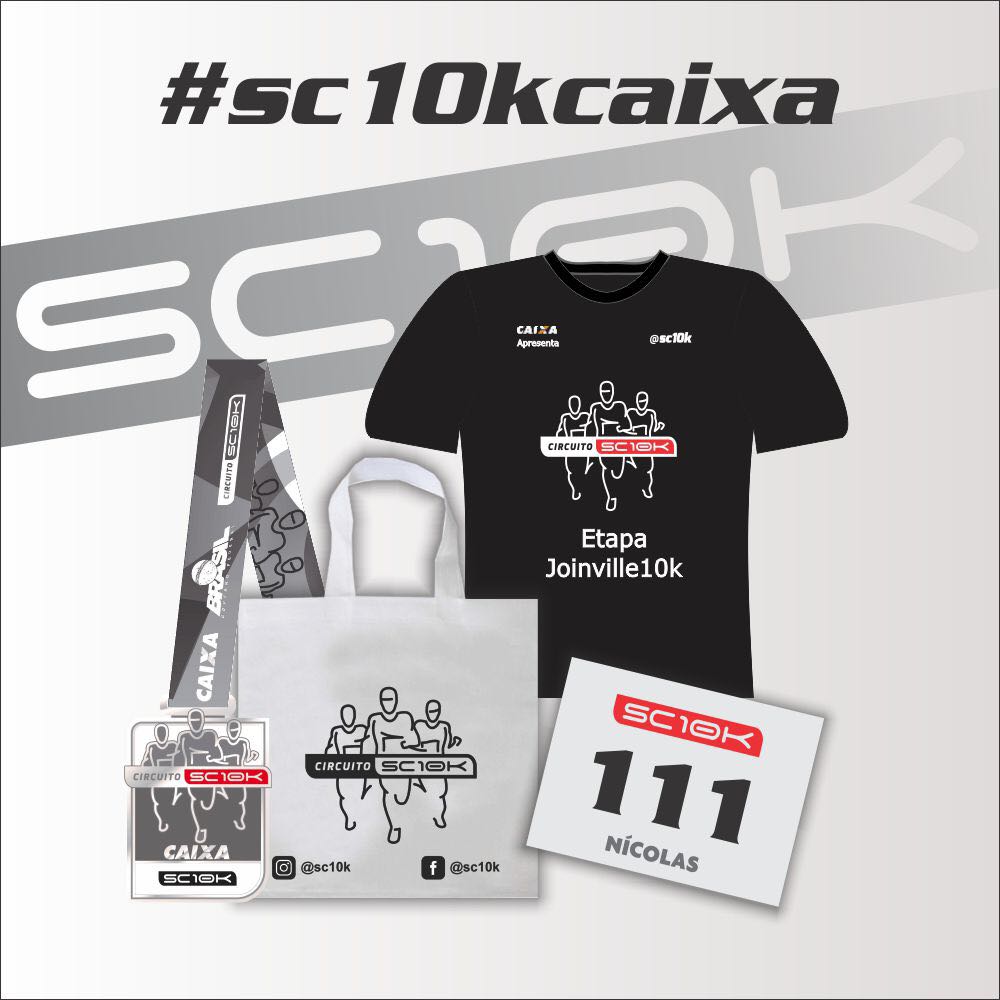 retirada do kit da etapa joinville10k, Kit do Circuito SC10k Caixa etapa Joinville10K