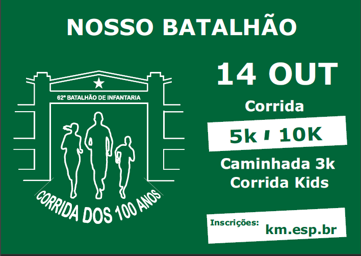 Corrida 100 anos 62º BI Joinville, pré-venda de inscrições